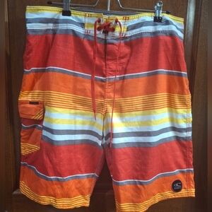 ONeill Vilebrequin Men's Orange Striped Swim Shorts Size 34